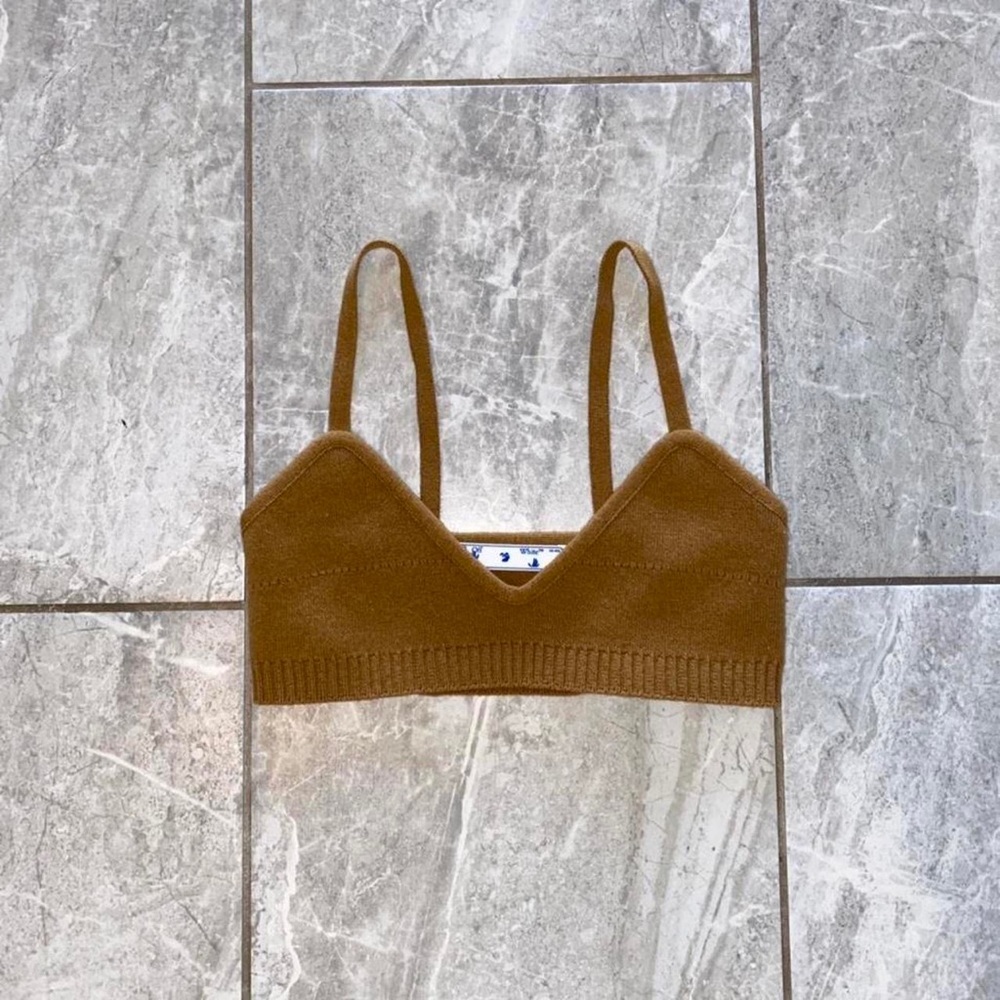 off white wool blend bralette in camel brown size eu 40